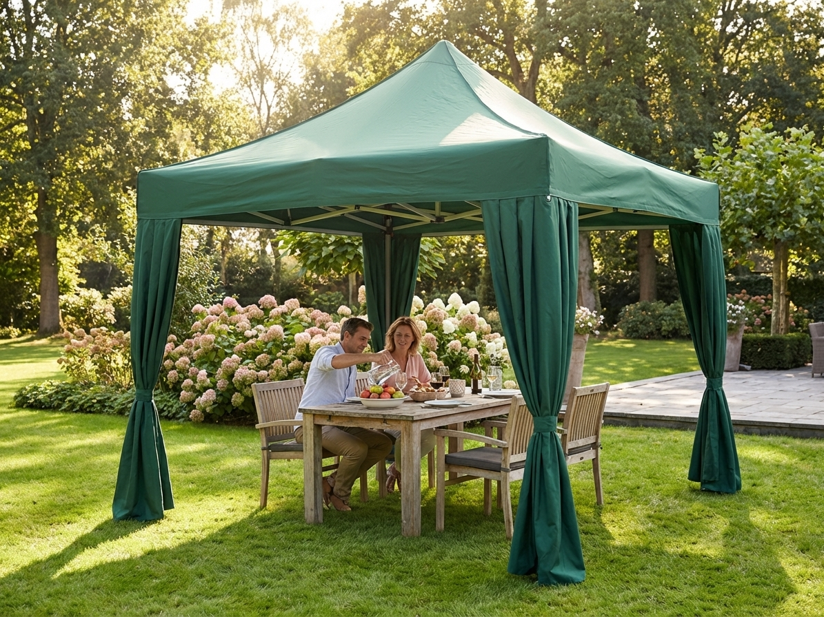 Green pop-up gazebo with aluminium frame for outdoor events - product detail