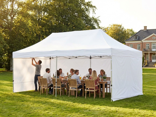 White gazebo roof cover for 4x12m, polyester with PVC