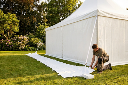 Rain gutter for pagoda marquees in white PVC - product detail