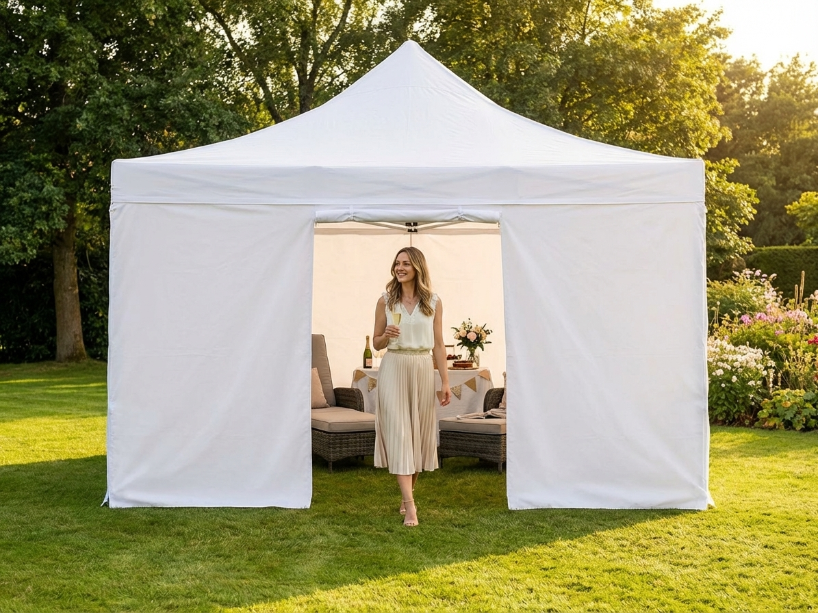 White PVC sidewall with door for event shelter, 3m