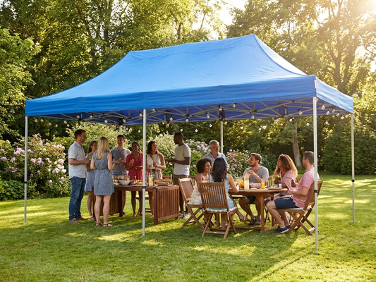 Blue pop-up gazebo 4x8 m with aluminium frame for outdoor events - product detail