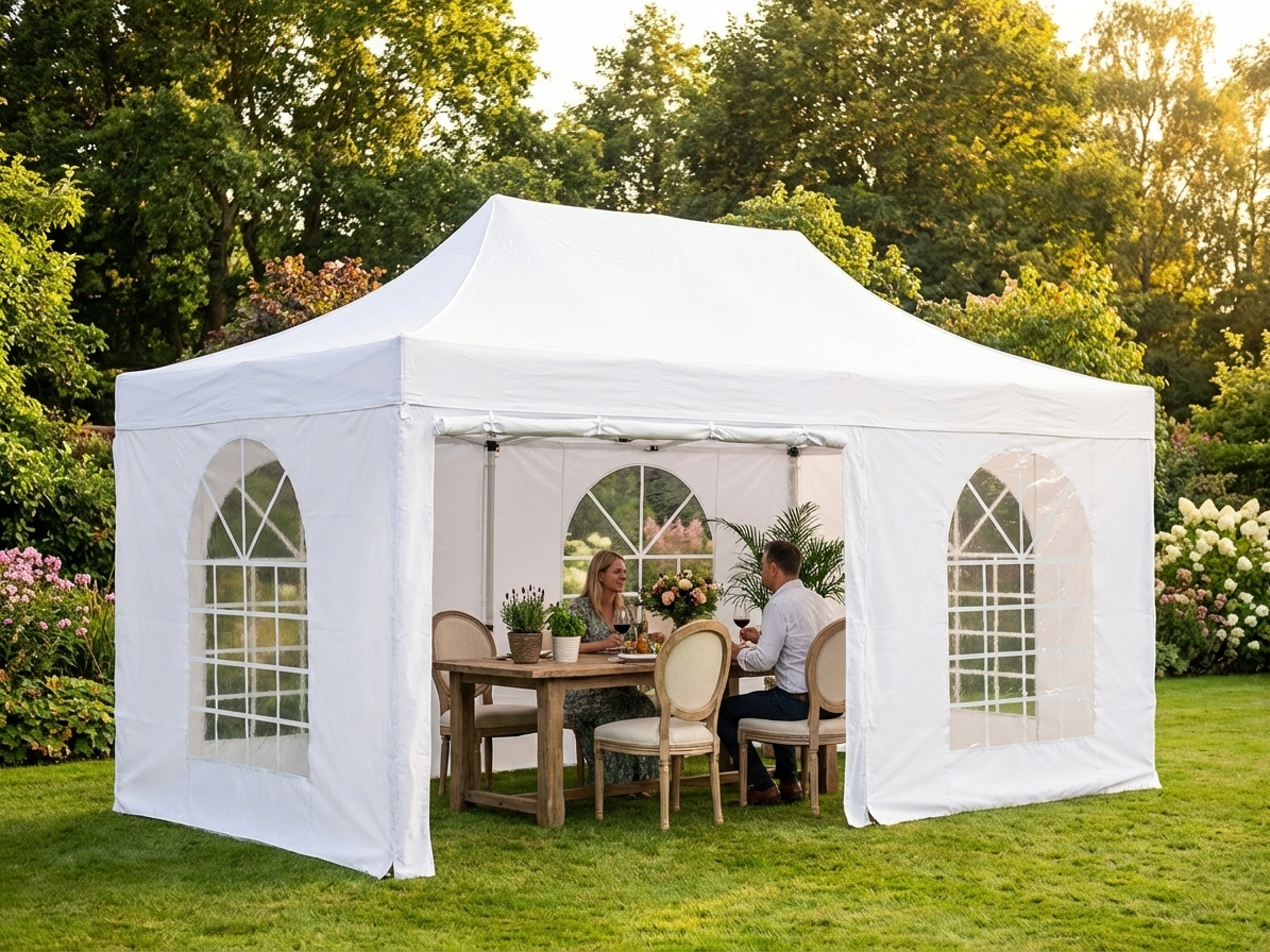 White pop-up gazebo 4x6 m with aluminium frame for outdoor events - product detail