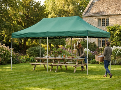 Green pop-up gazebo with steel frame for outdoor events - view 3