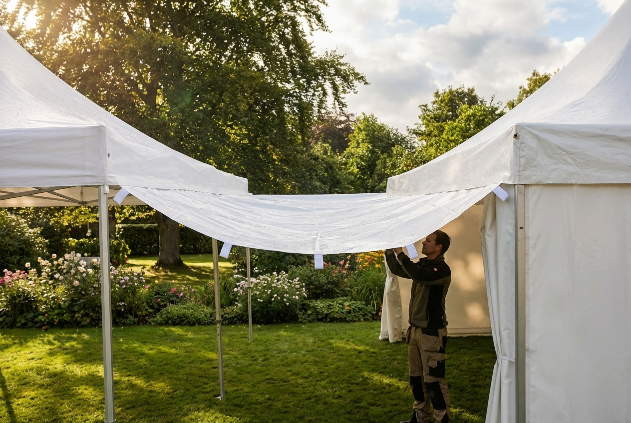 White PVC raingutter for pagoda marquees, 3 metres - product detail