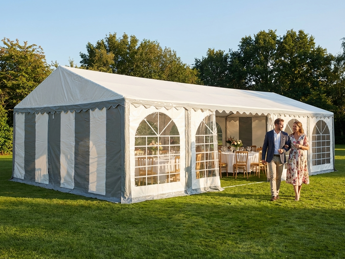 Marquee Tent 6x12m Grey/White for Outdoor Events