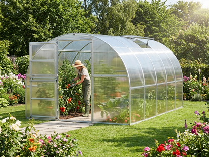 Polycarbonate Greenhouse with Steel Frame in Silver, 30m² - product detail