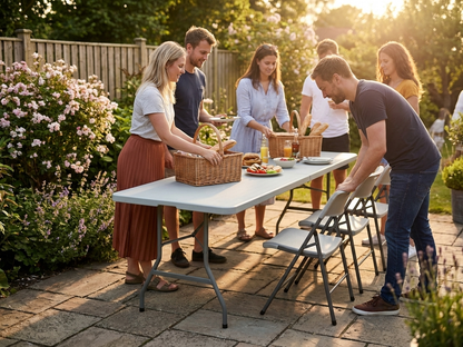 Light grey folding table 240x76x74 cm for versatile use - view 3