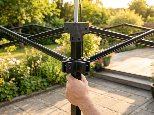 Black plastic 3-way connector for scissor bars