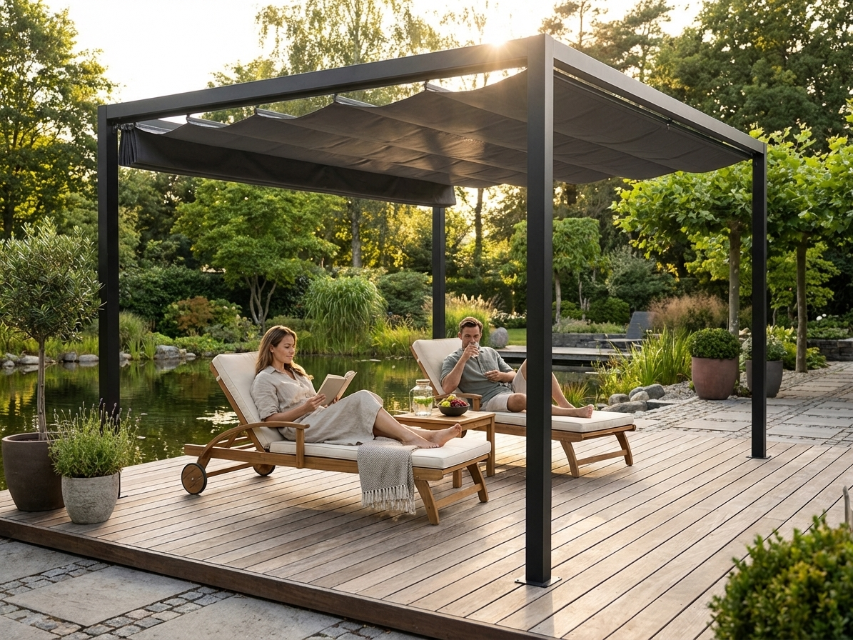 Pergola Gazebo 4x3m in Black/Dark Grey for garden and patio - view 3