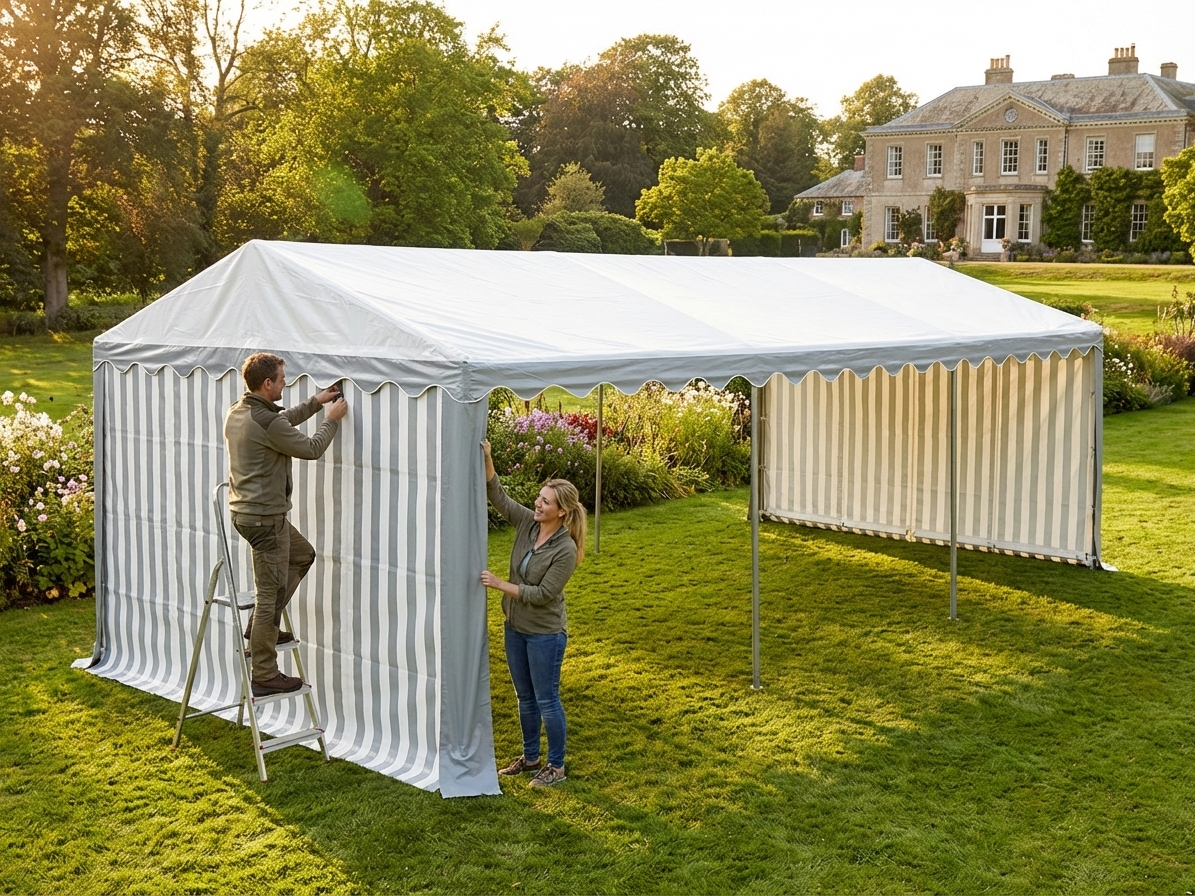 Roof cover for marquee, 5x10 m, white and grey