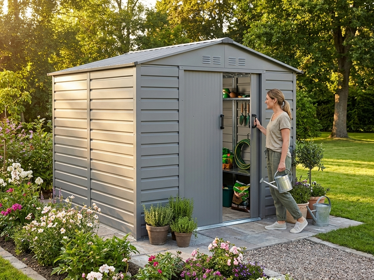 Aluminium Grey Garden Shed for outdoor storage - product detail