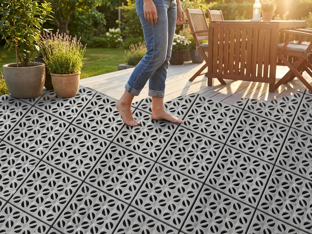 Grey plastic flooring - durable polyethylene for versatile use - view 3