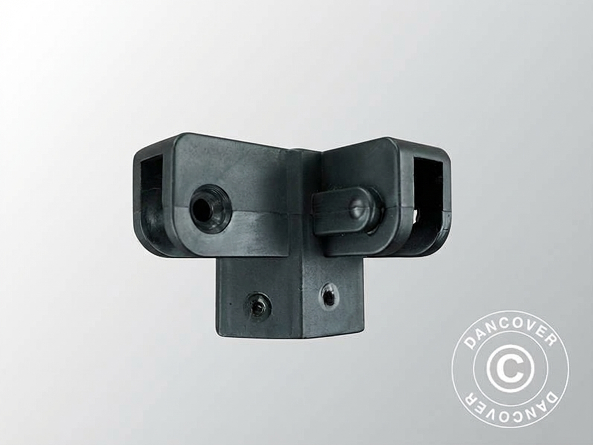 Black plastic corner leg top fitting for indoor and outdoor use