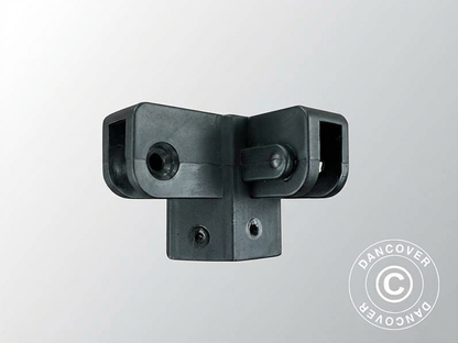 Black plastic corner leg top fitting for indoor and outdoor use