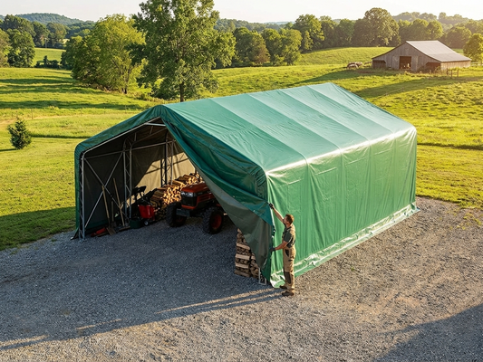 Green PVC roof cover for storage shelter, size 5x8m - product detail