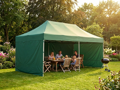 Pop up gazebo with steel frame and green canopy for outdoor use - product detail