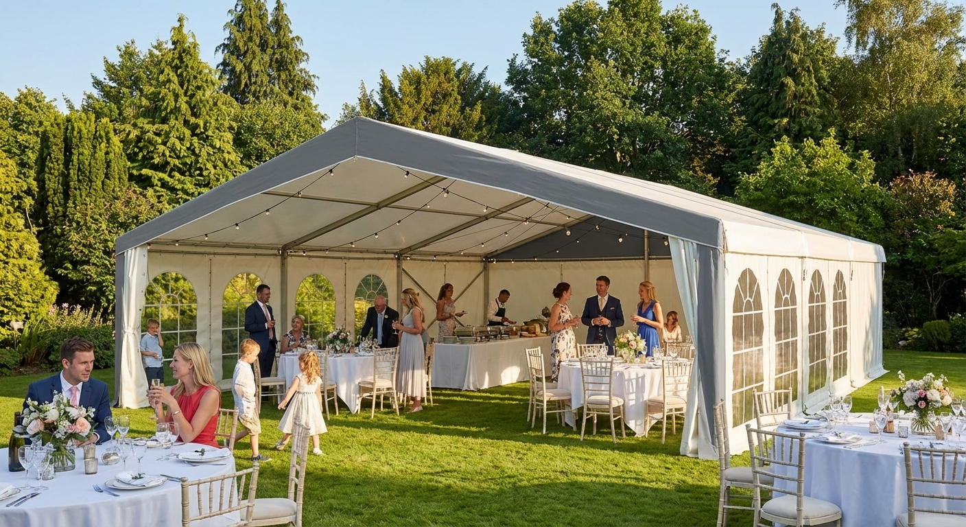 Marquee 6x12 m Grey and White for Outdoor Events