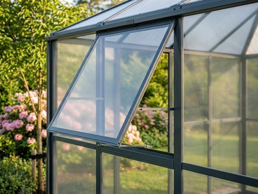Black polycarbonate orangery with aluminium frame for domestic use