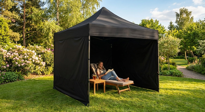 Black pop-up gazebo 3x3 m with steel frame and polyester cover - product detail
