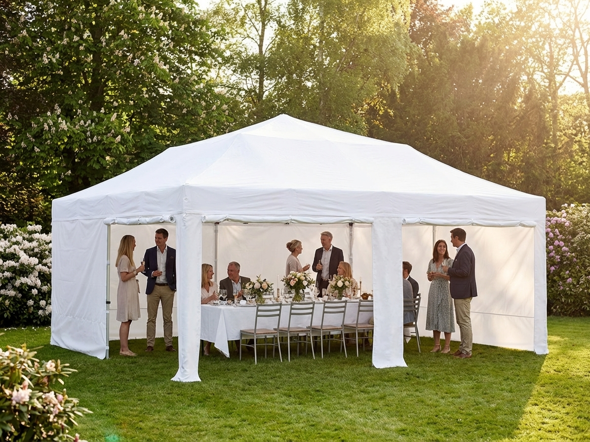 White pop-up gazebo 6x6m with aluminium frame for outdoor events - view 3