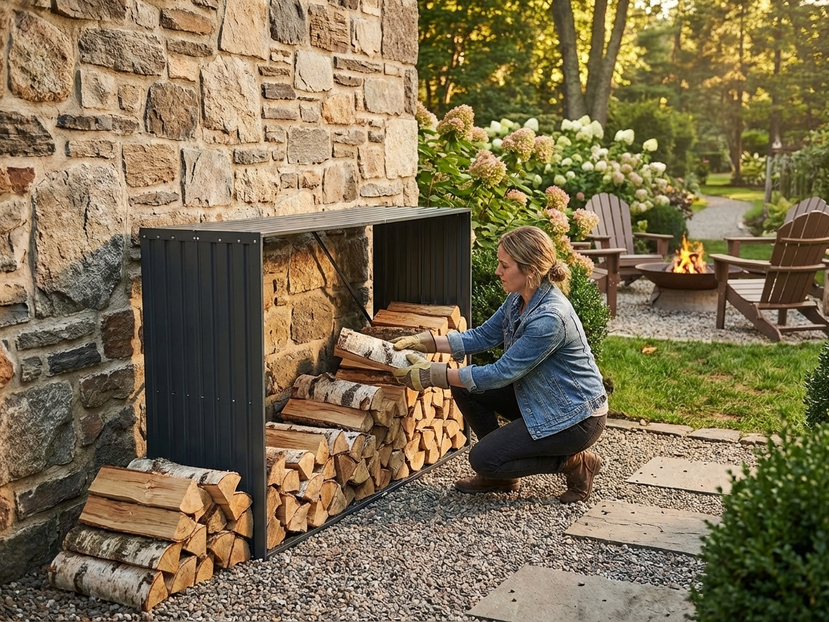 Anthracite wood storage raised garden bed made of galvanised steel - view 3
