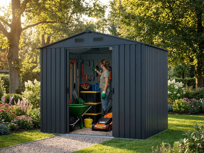 Anthracite garden shed made from galvanised steel - view 3
