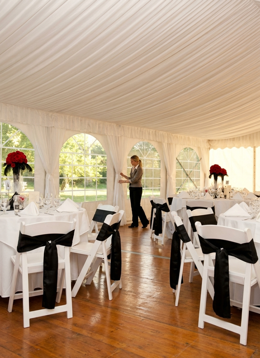 White marquee lining and leg curtain pack for 6x12 m marquee