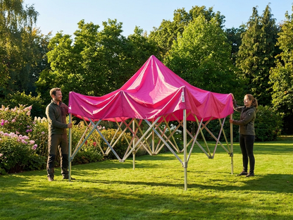 Pink pop-up gazebo with aluminium frame for outdoor events
