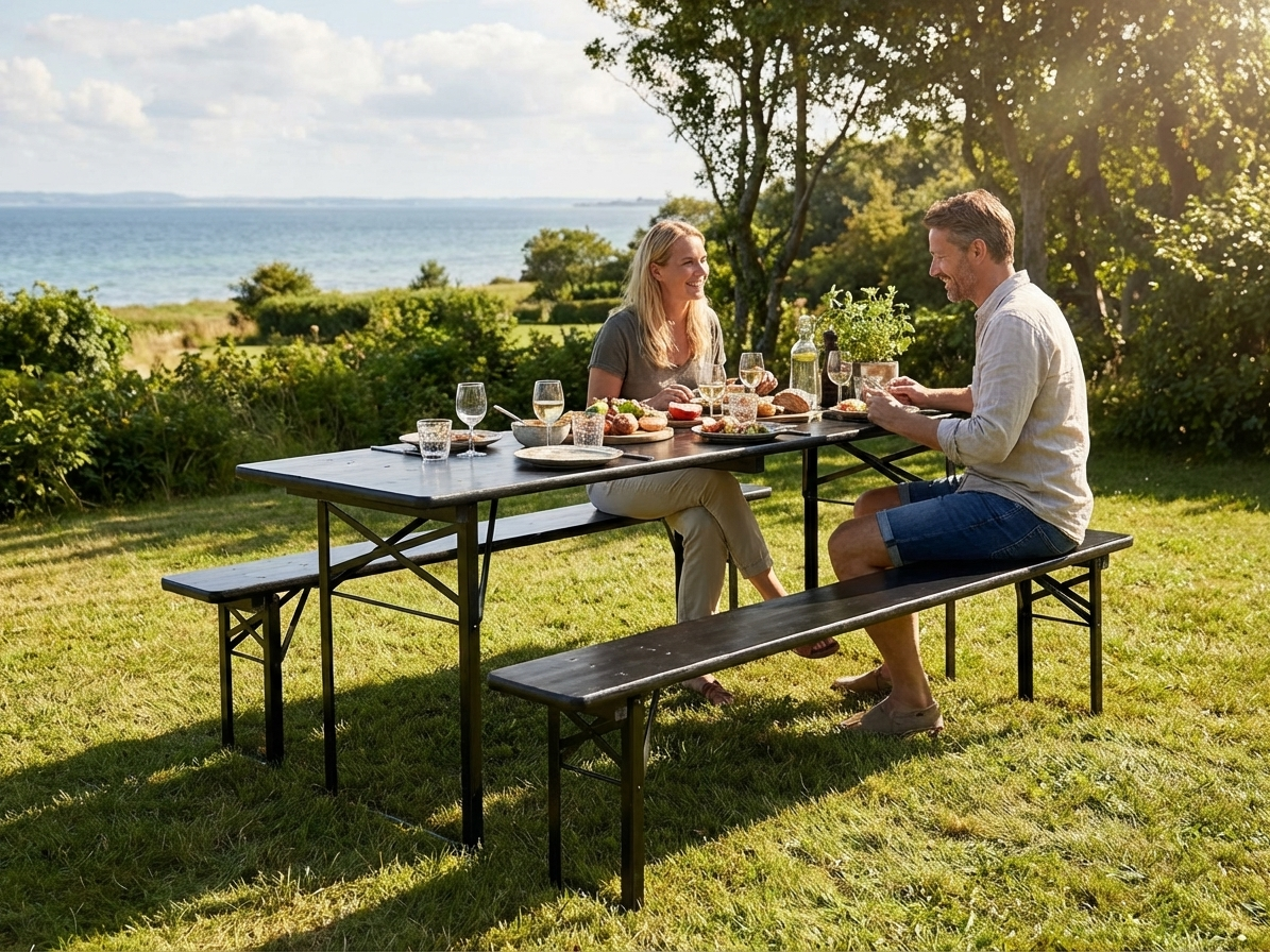 Black Beer Table Set made of Pinewood and Steel - view 3