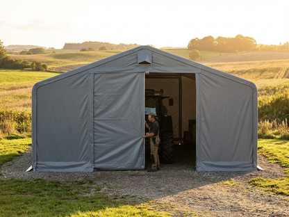 PVC storage shelter end wall in grey for industrial use - product detail