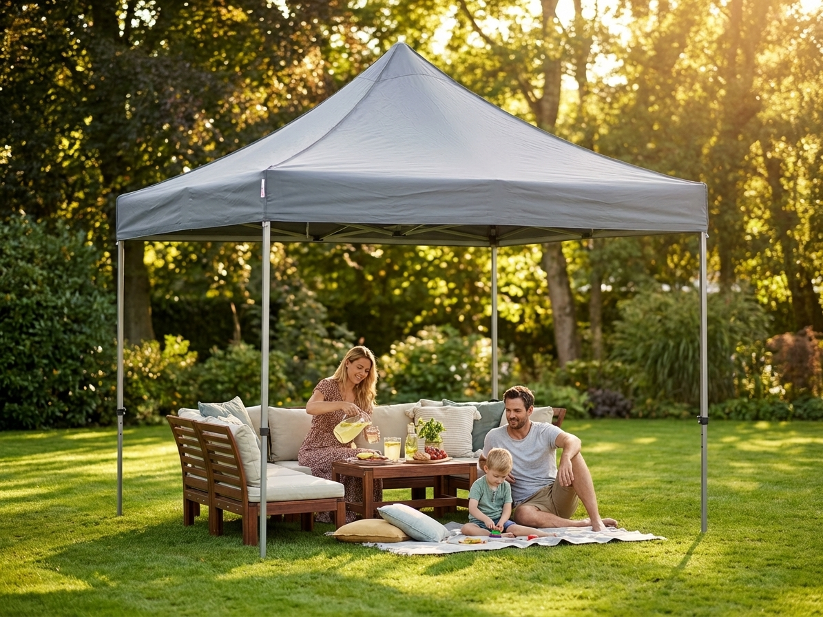 Grey pop-up gazebo 3x3 m with steel frame for outdoor events - view 3