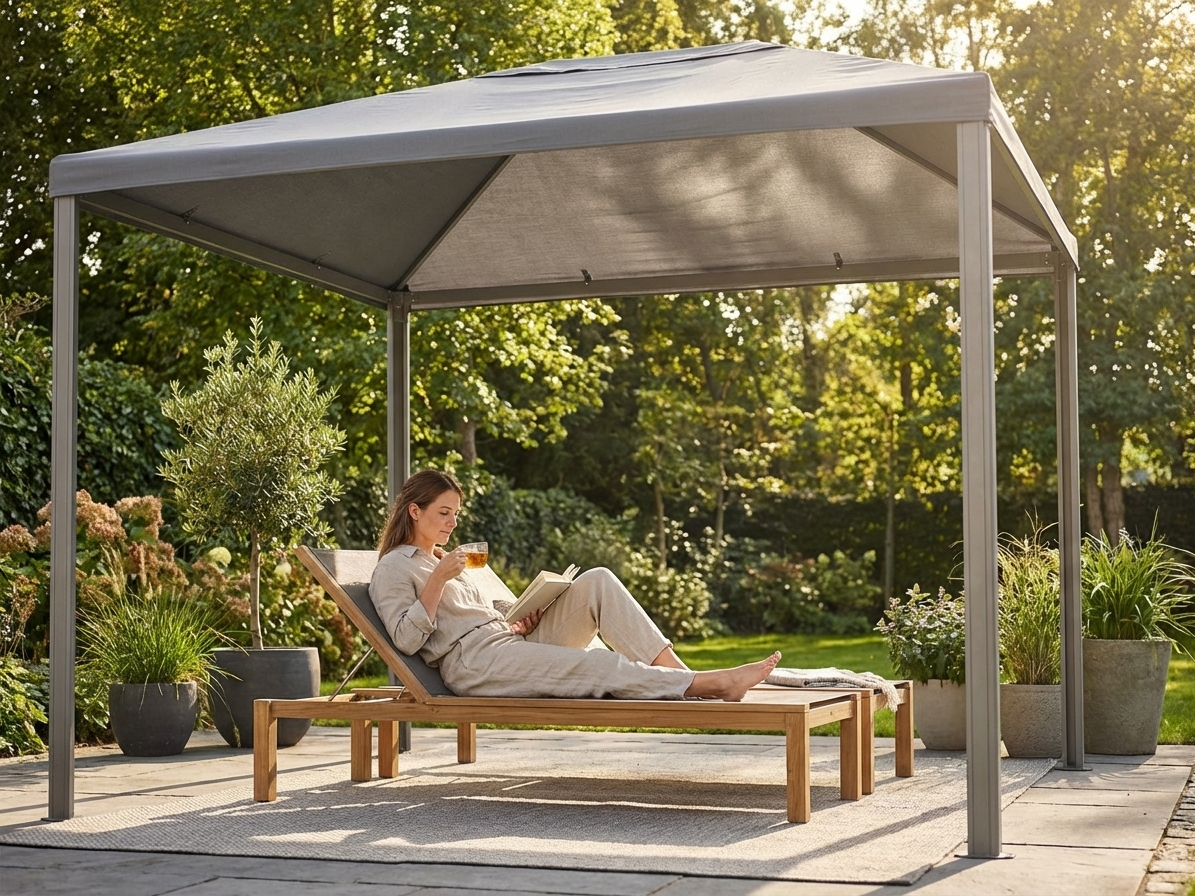 Grey gazebo wind roof 3x4 m for outdoor use - view 3