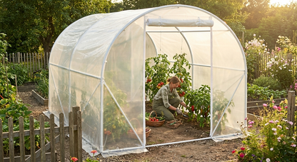 Polytunnel Greenhouse with Transparent Cover and Steel Frame - product detail