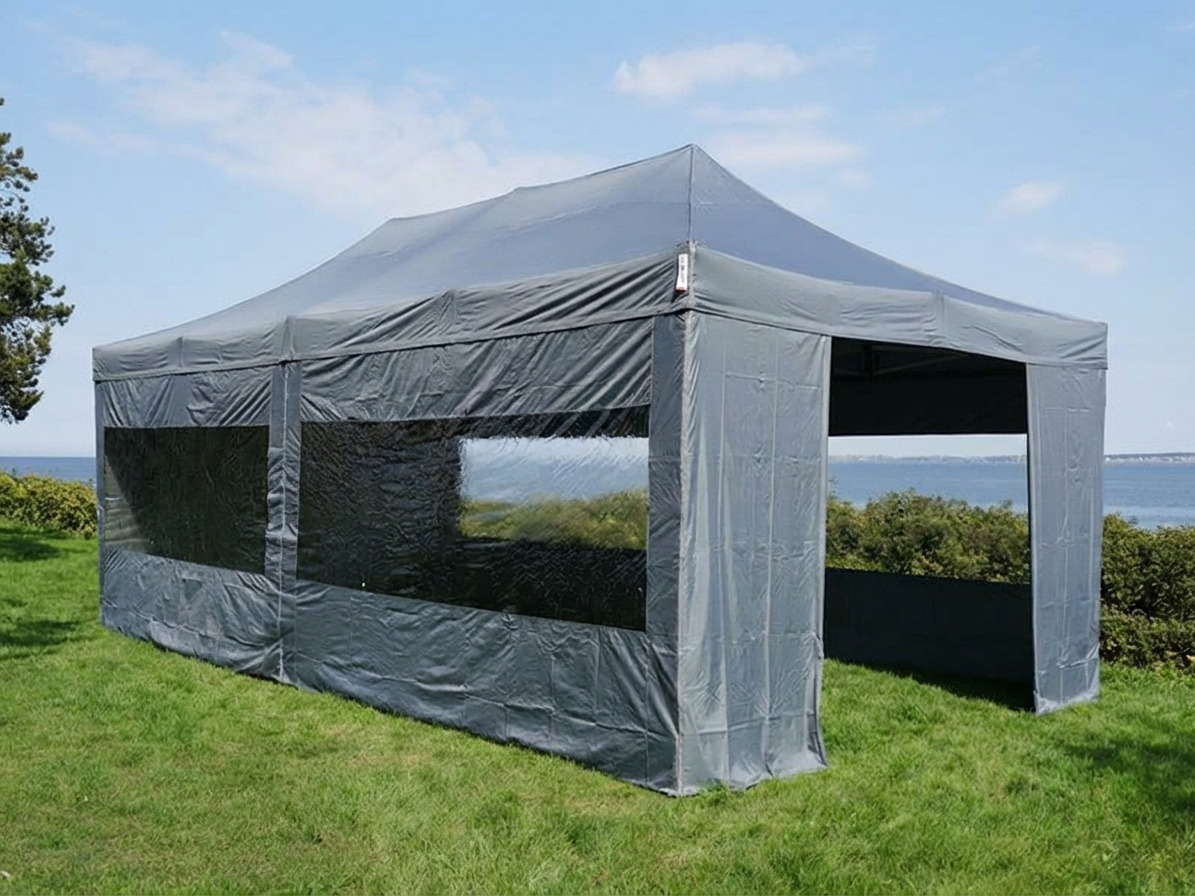 Pop up gazebo 4x8 m in grey with aluminium frame for outdoor use - product detail
