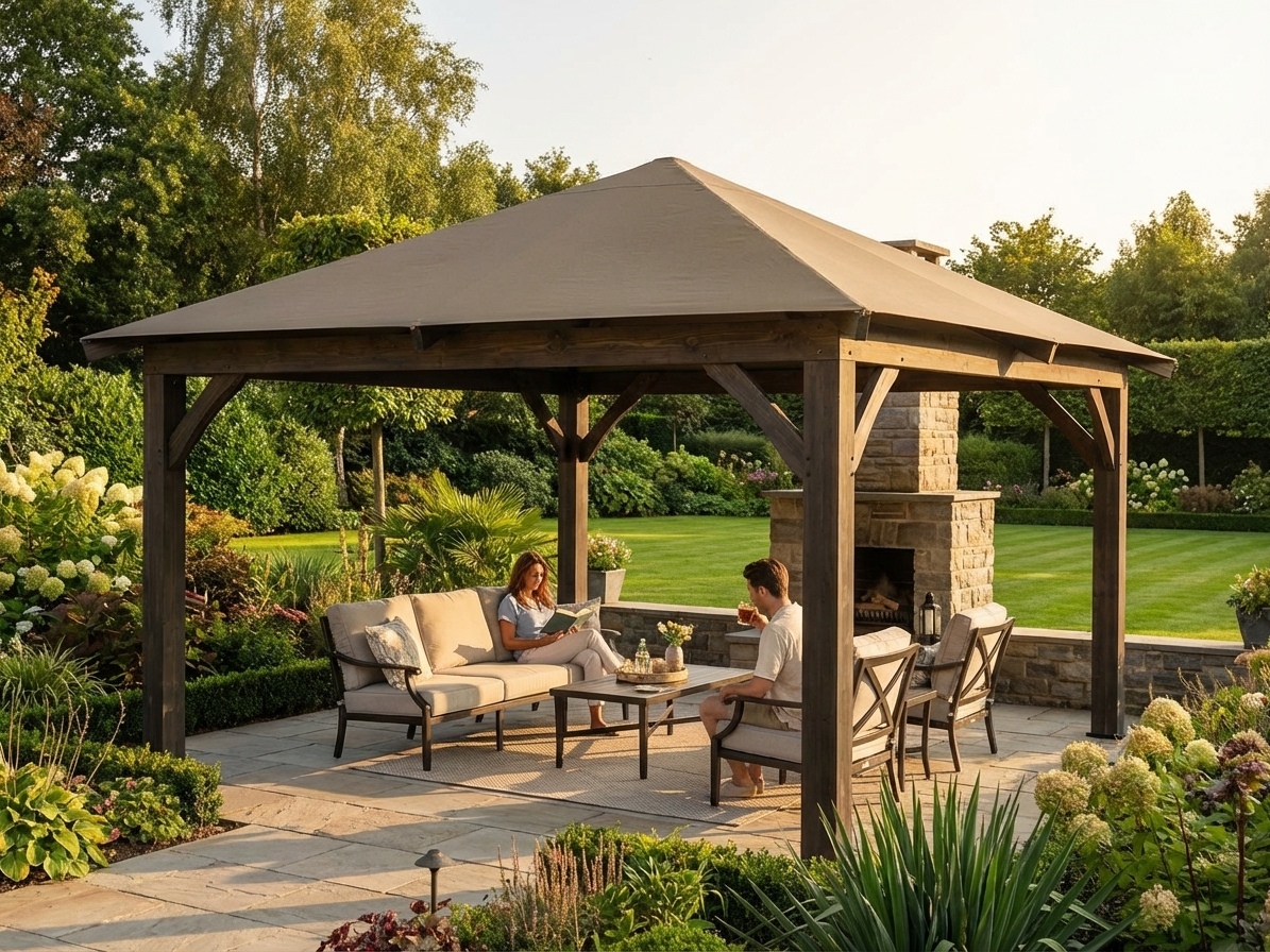 Dark Beige Gazebo Canopy 4x4m for Outdoor Use