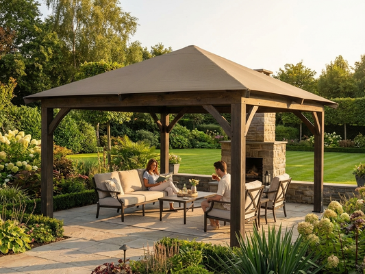 Dark Beige Gazebo Canopy 4x4m for Outdoor Use