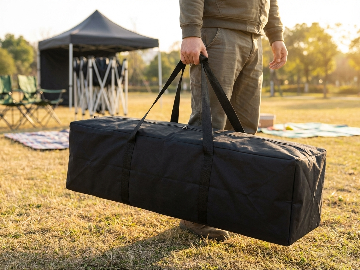 Black carry bag made from polyester with PVC backing - product detail