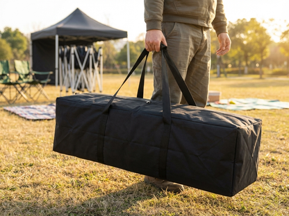 Black carry bag made from polyester with PVC backing - product detail