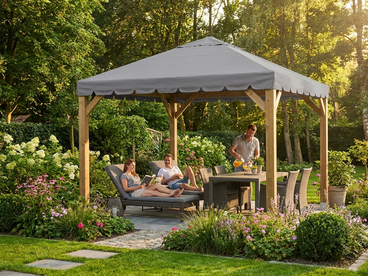 3x3 metre grey gazebo roof replacement - product detail