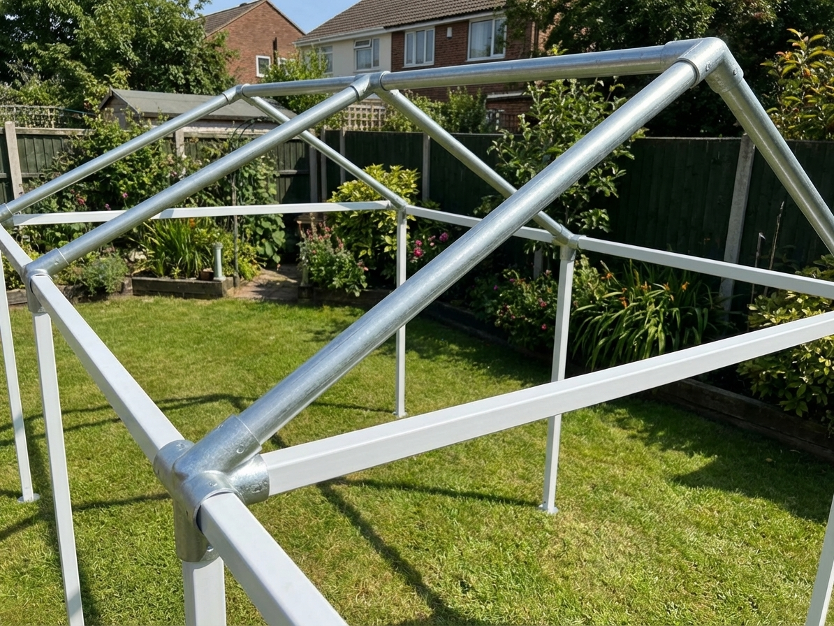 Galvanised steel roof tube, silver, Ø38 mm for industrial use