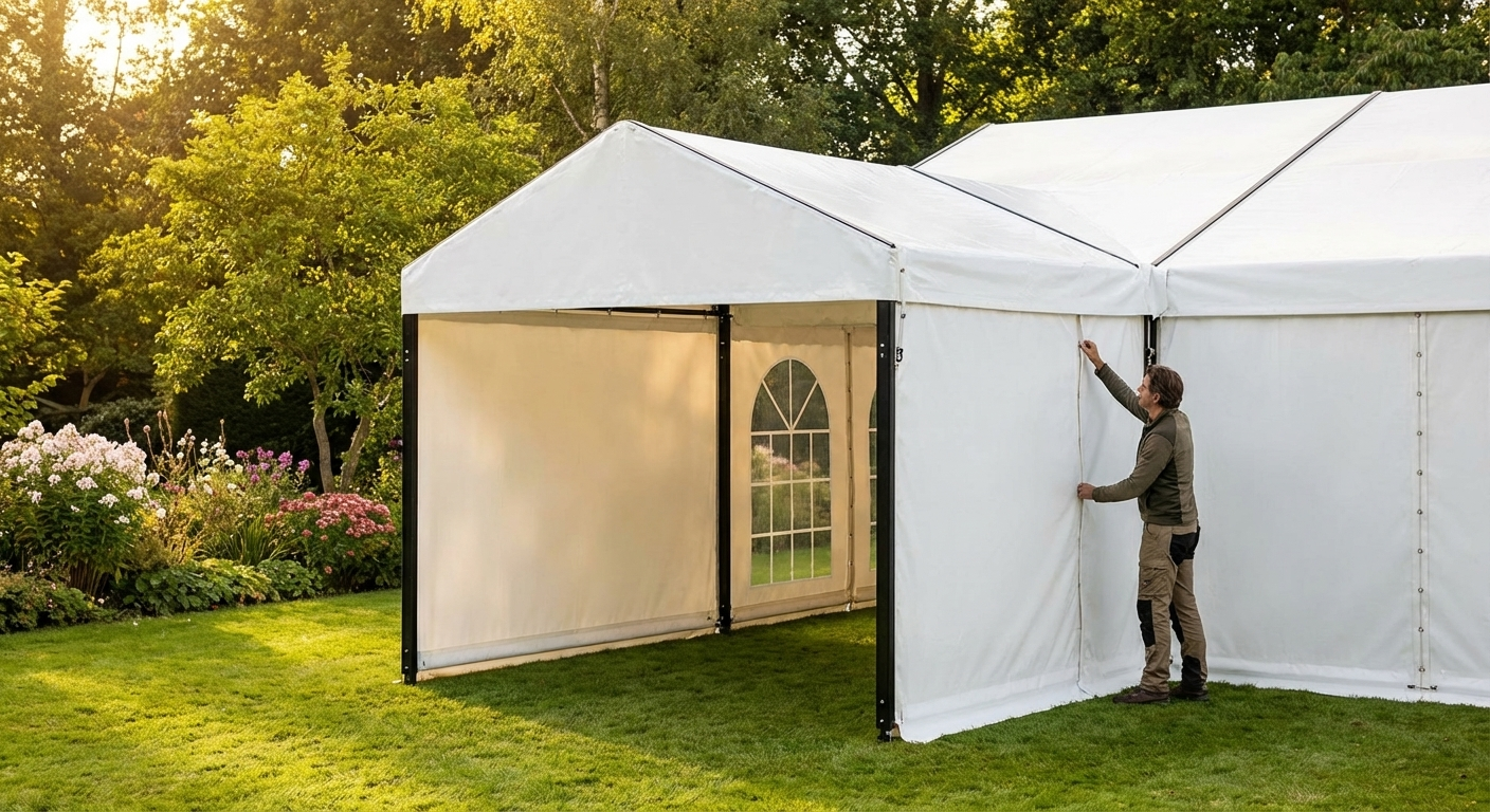 2m white marquee extension for events - view 3