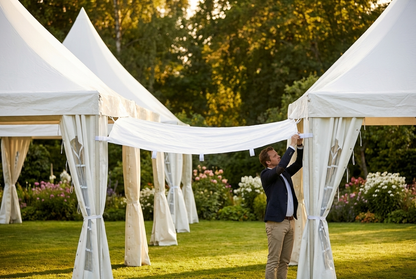 Rain gutter for pagoda marquees in white PVC