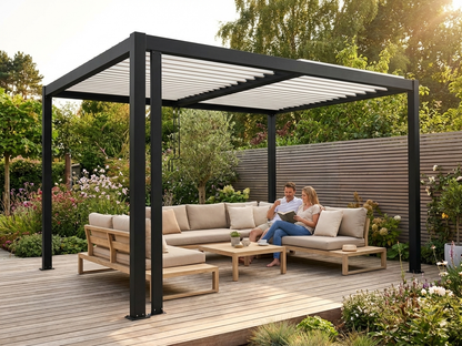Aluminium Pergola Gazebo 3x4 m in Black/White for Outdoor Use
