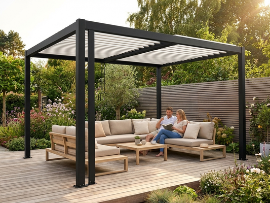 Aluminium Pergola Gazebo 3x4 m in Black/White for Outdoor Use