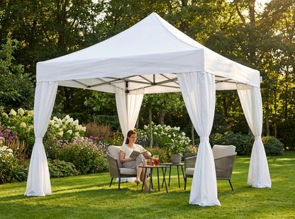 White pop-up gazebo with steel frame for outdoor events - view 3