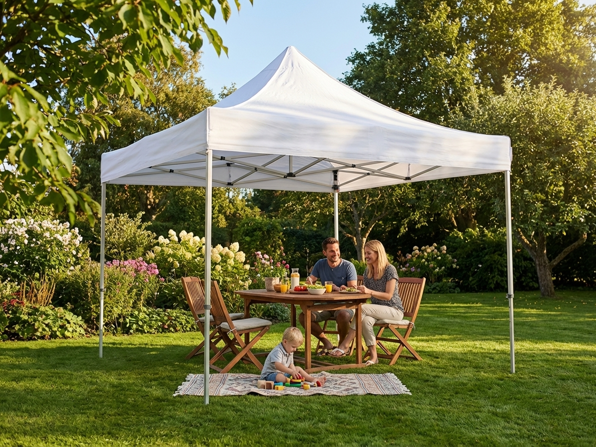 White pop up gazebo with aluminium frame for outdoor use - product detail