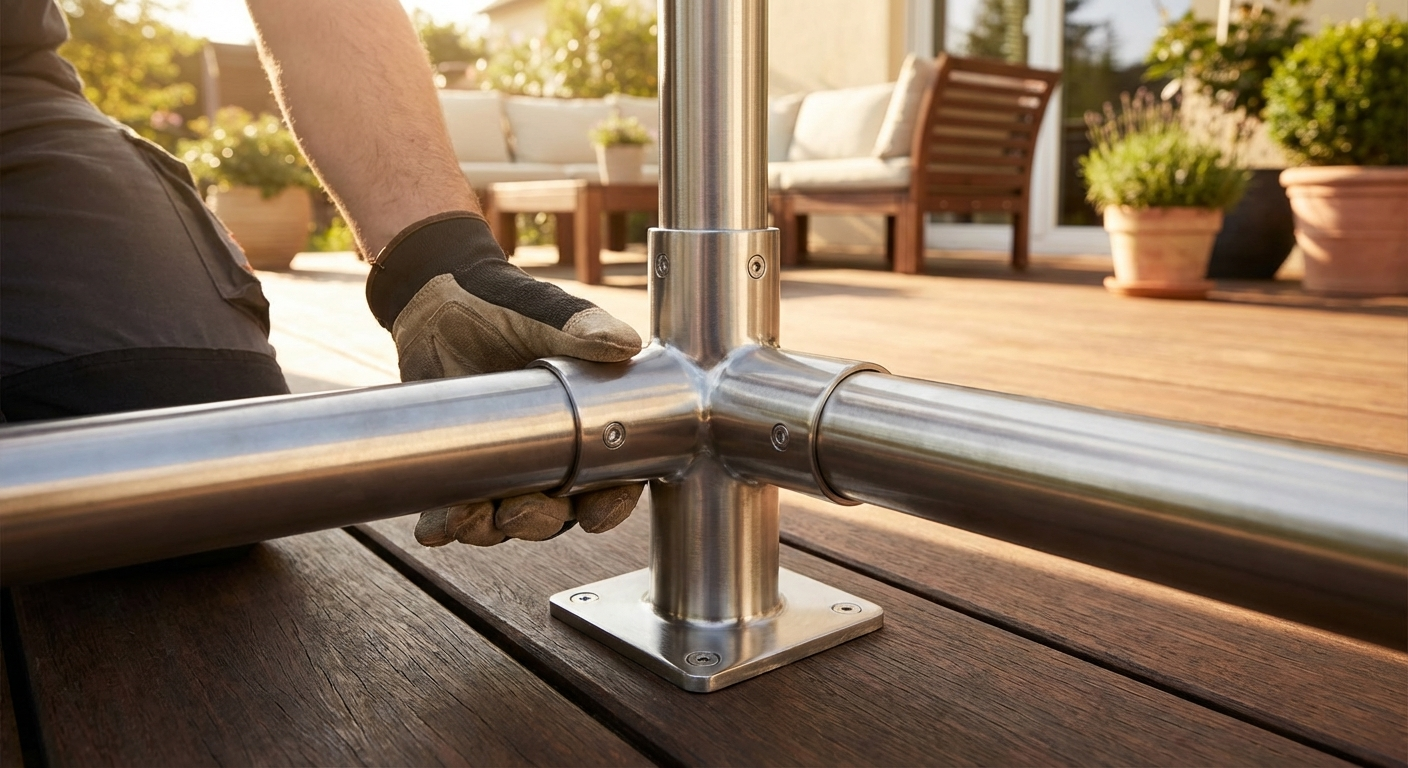 3-way connector in galvanised steel for industrial use - product detail
