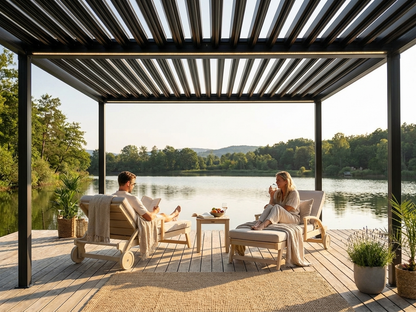 Pergola Gazebo 3x3 m in Black and Dark Grey for garden use