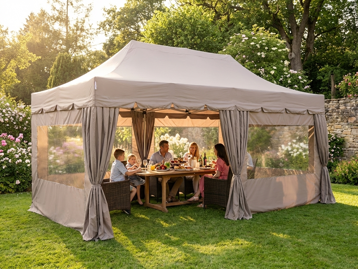 Pop up gazebo 4x6m in latte colour with steel frame for outdoor events