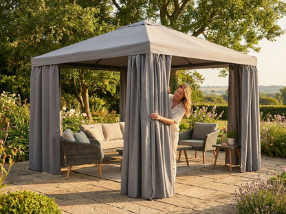 Grey Gazebo Curtain Set 3x6 m Mesh Outdoor